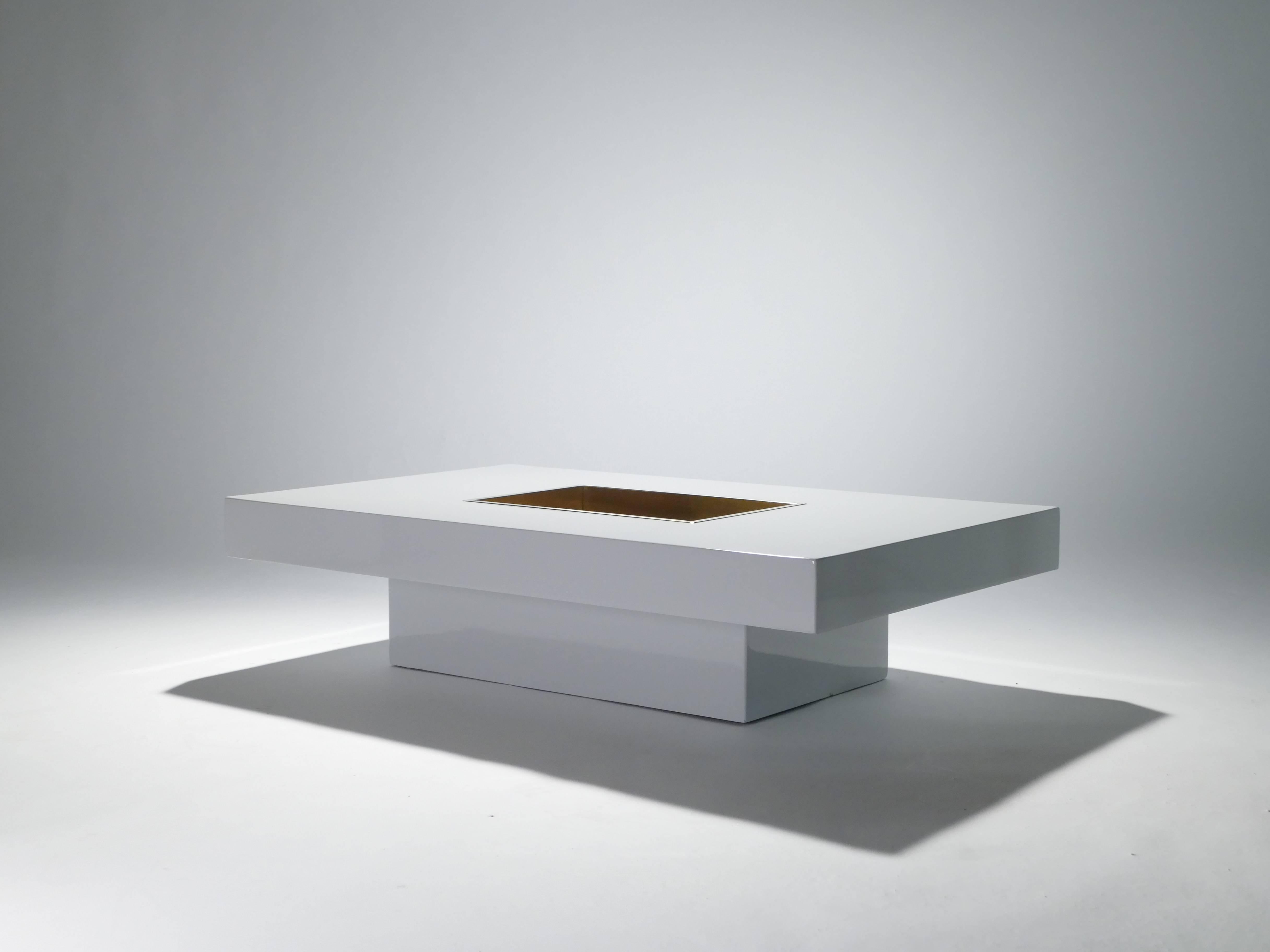 Late 20th Century Willy Rizzo White Lacquer Coffee Table, 1970s