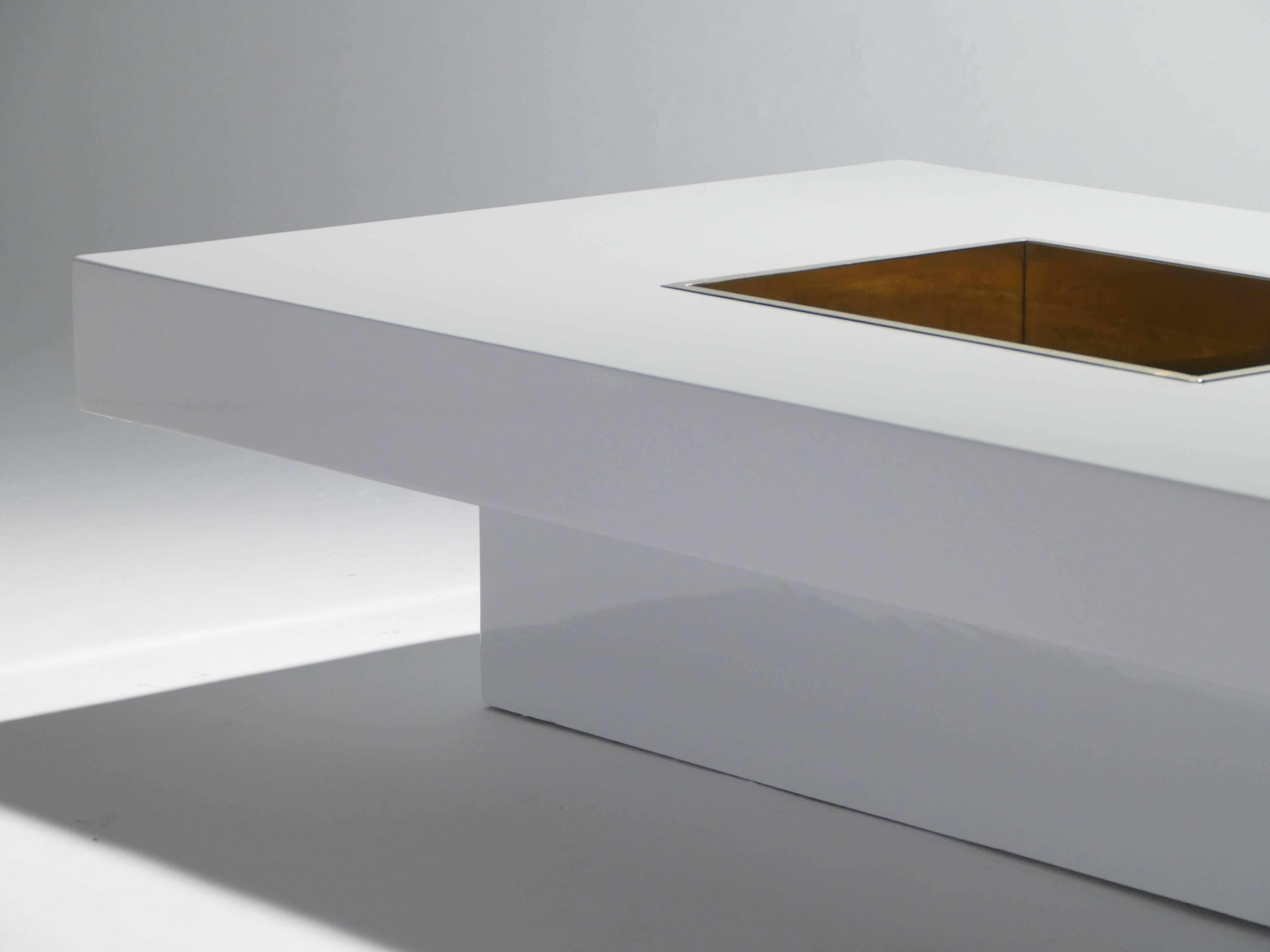 Willy Rizzo White Lacquer Coffee Table, 1970s 1