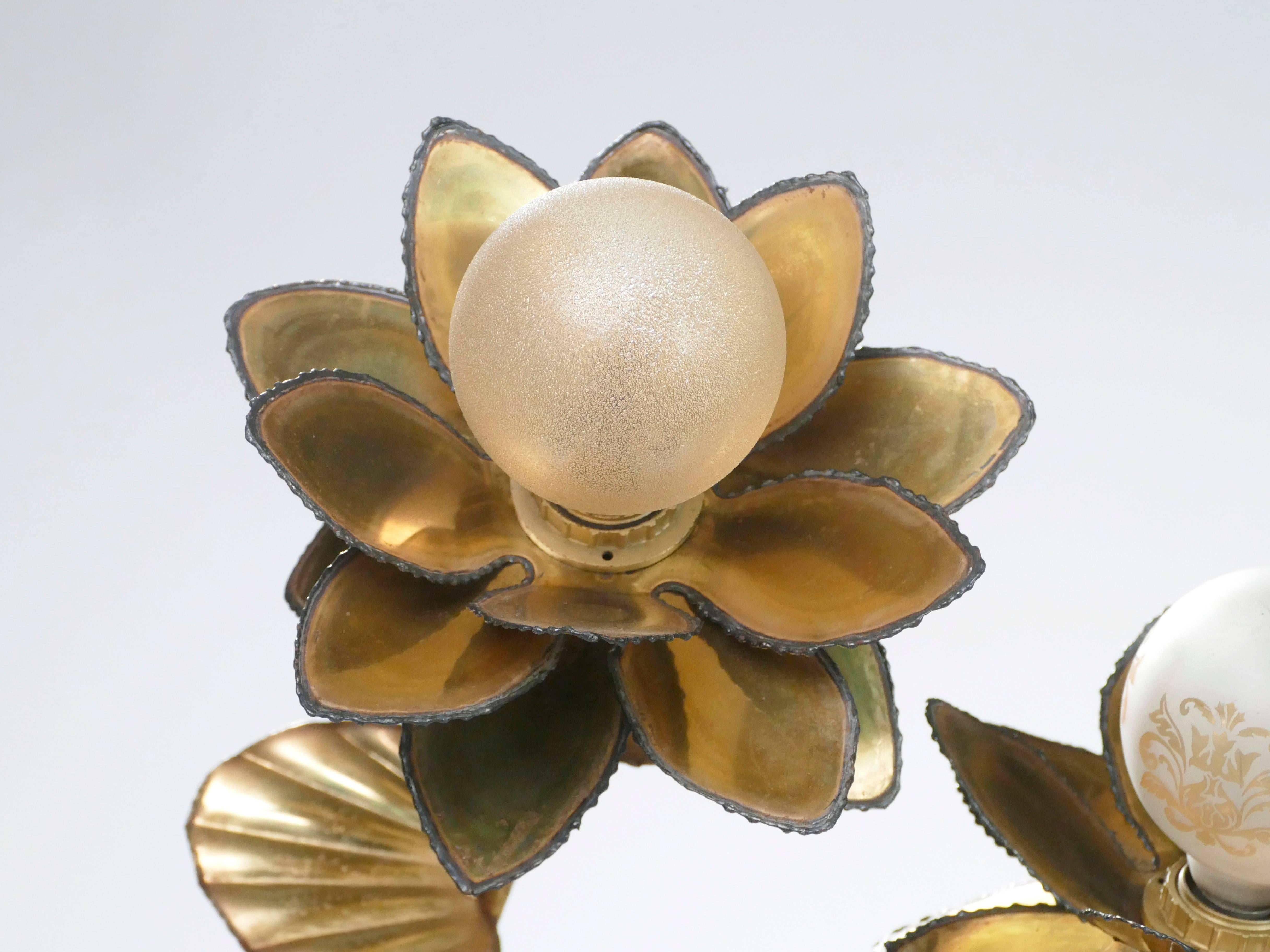 Late 20th Century Maison Jansen Brass Flower Floor Lamp, 1970s
