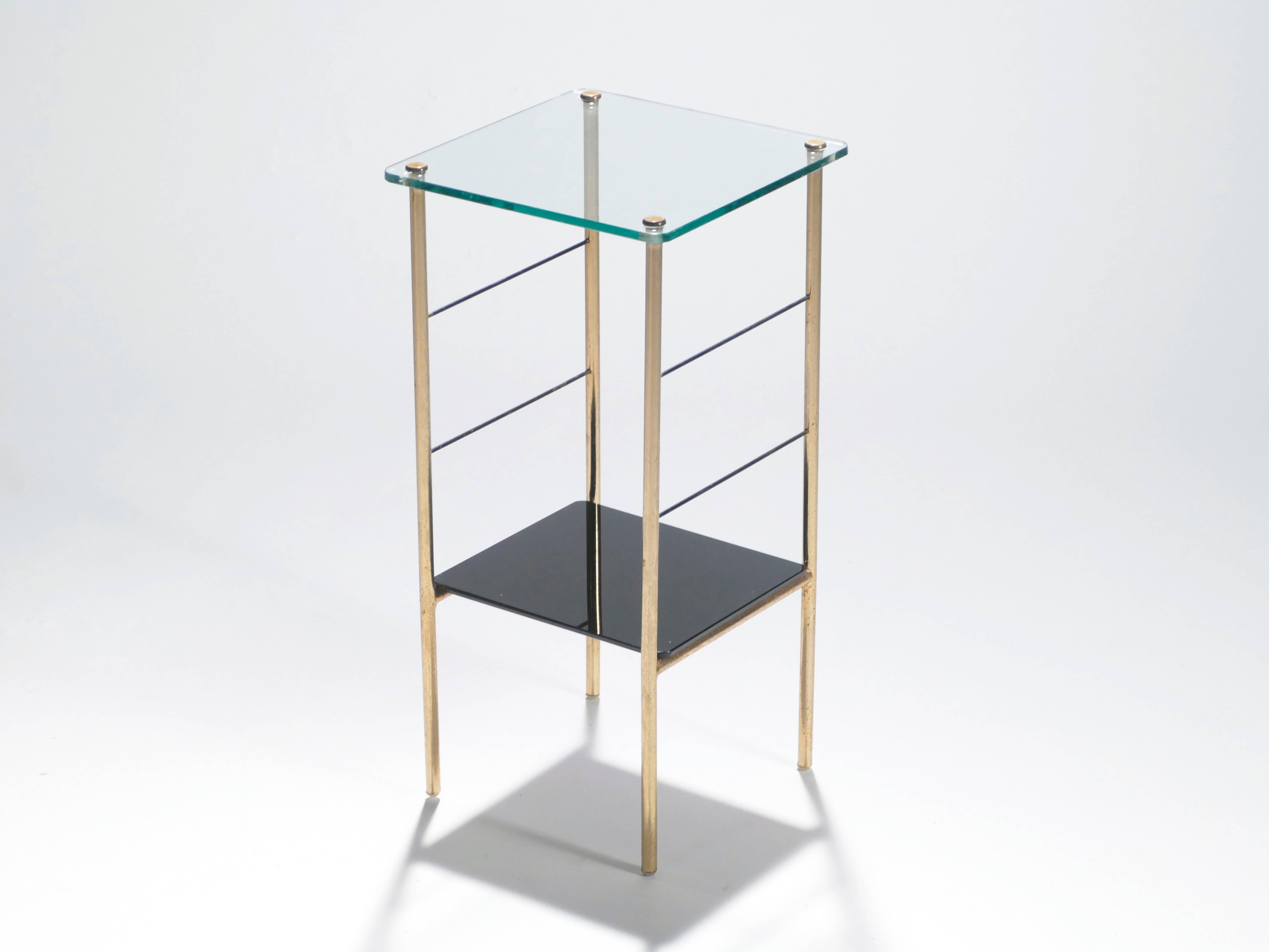 Mid-20th Century Pair of Brass Bedside Tables, 1960s