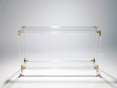 Consolle in plexiglass e ottone Maison Jansen, anni '70