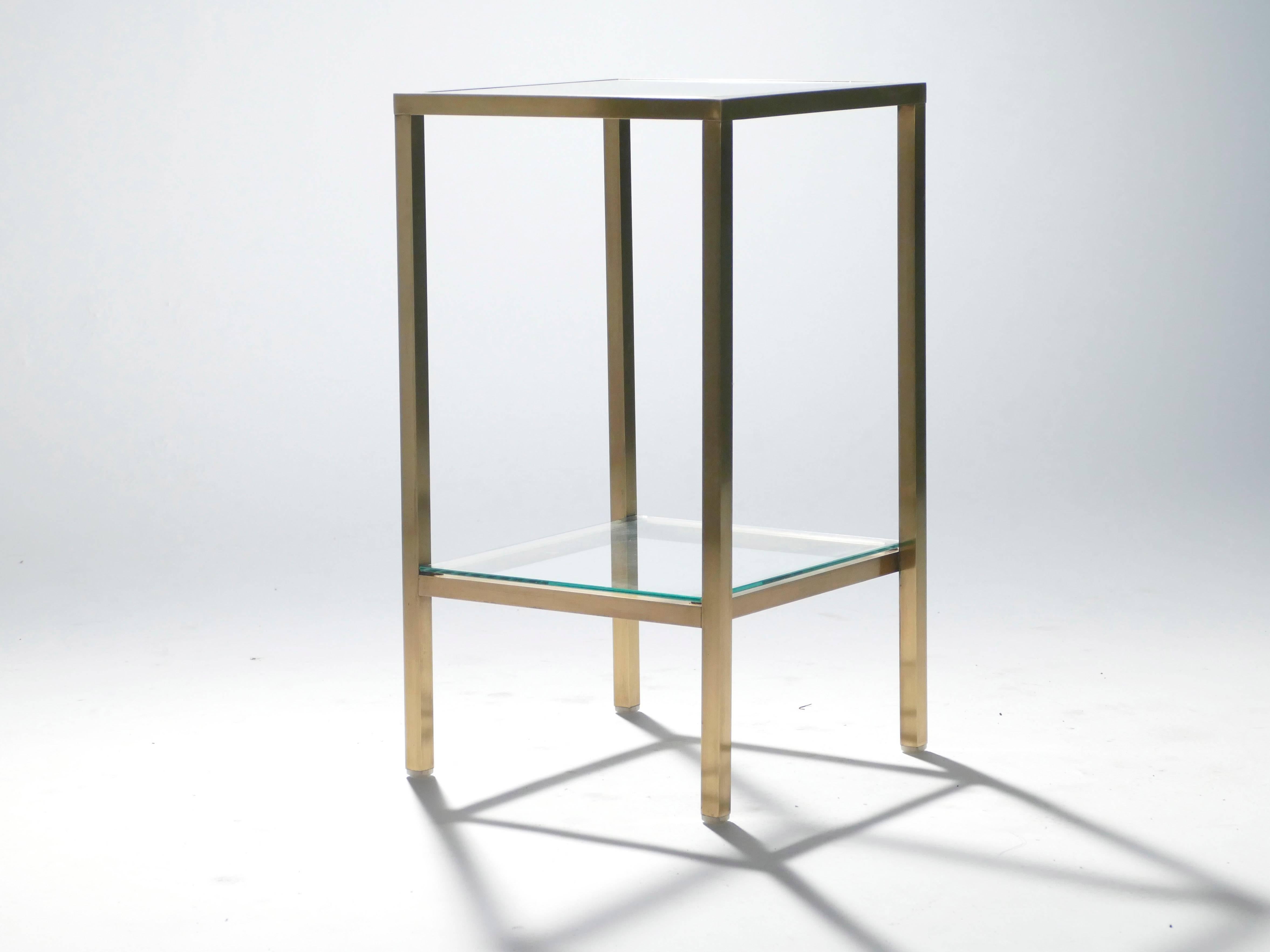 French Pair of Brass Side Tables, 1970s