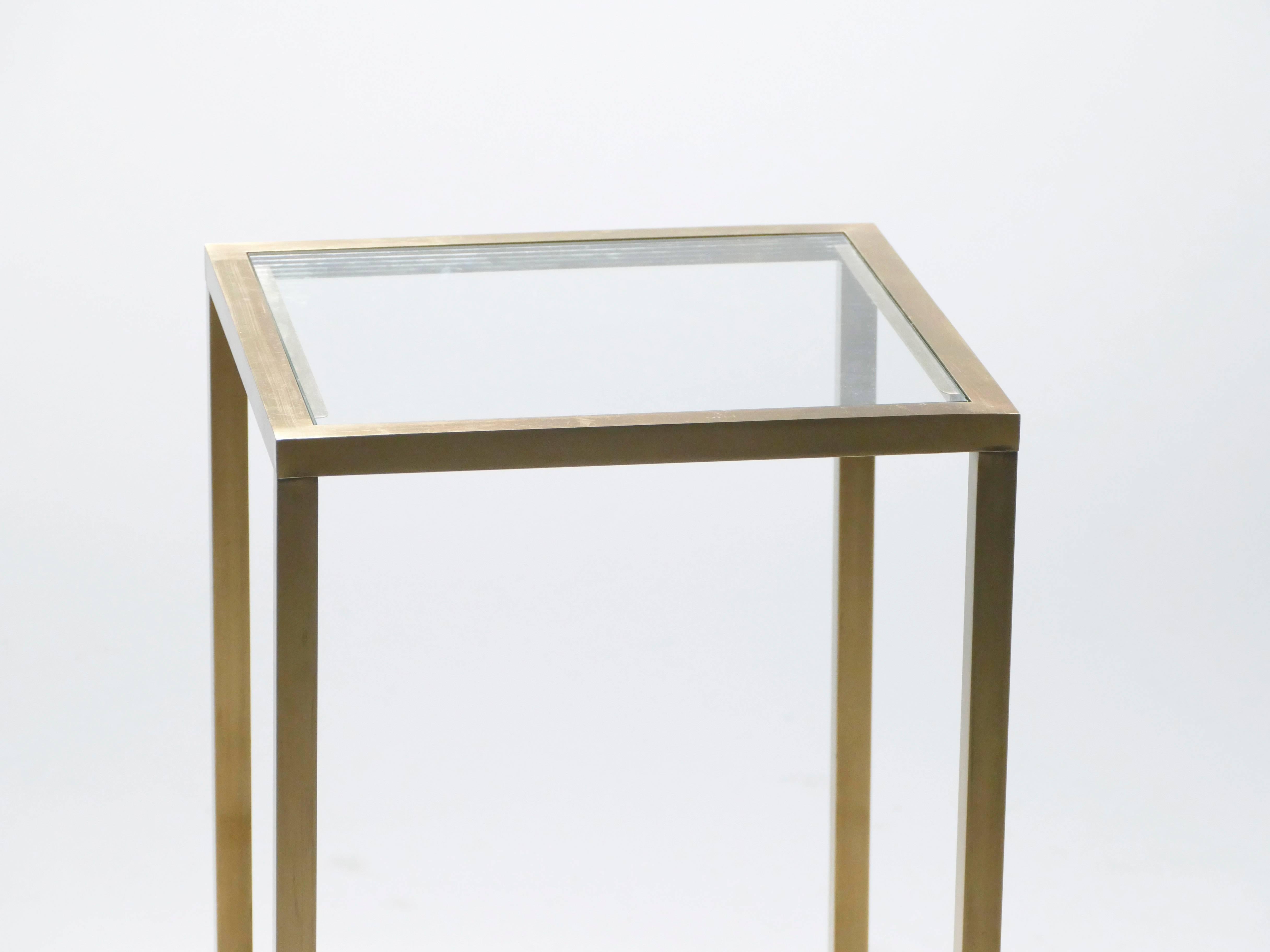 Late 20th Century Pair of Brass Side Tables, 1970s