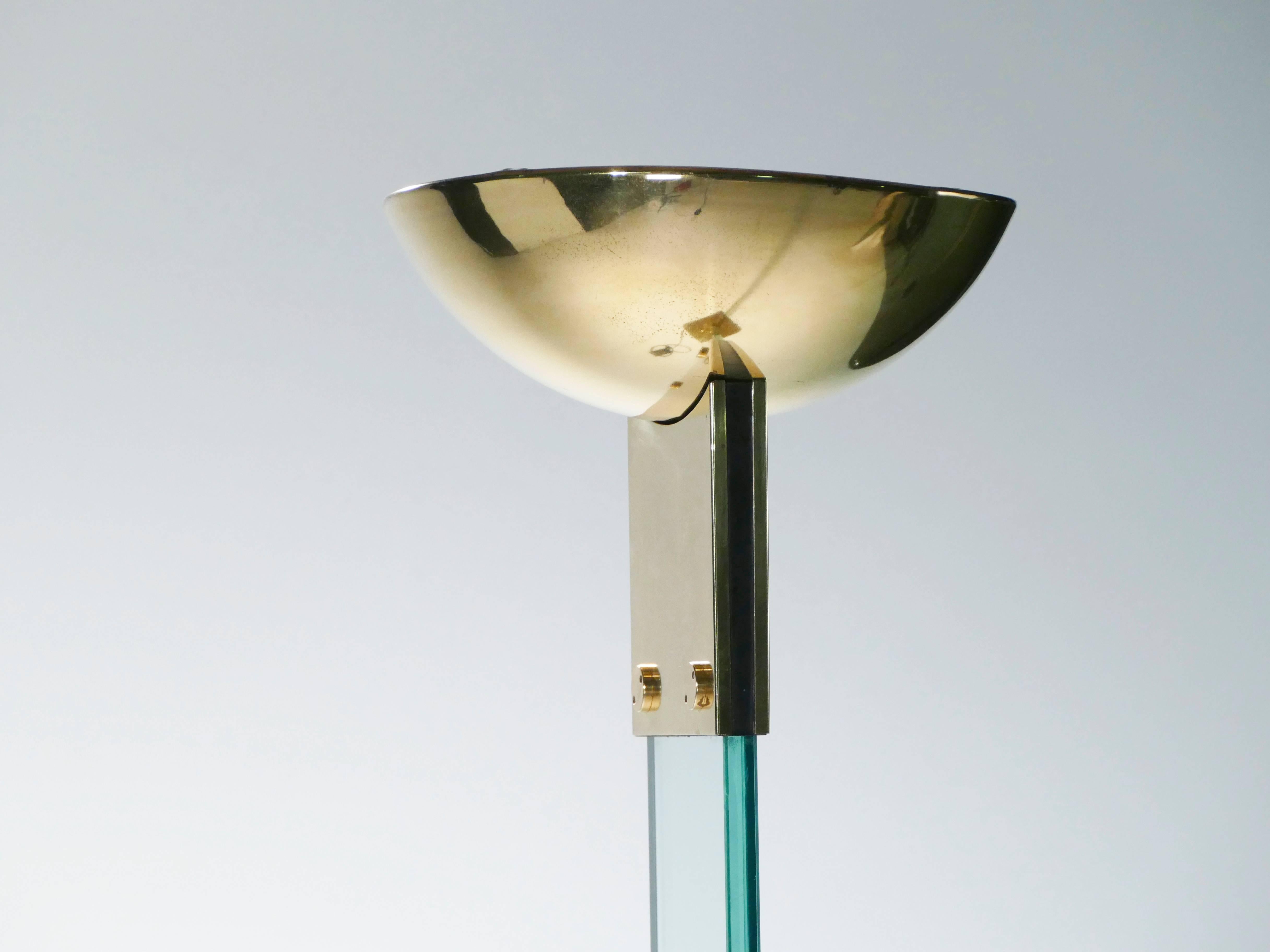 Mid-Century Modern Italian Brass and Glass Floor Lamp Max Baguara, 1970s