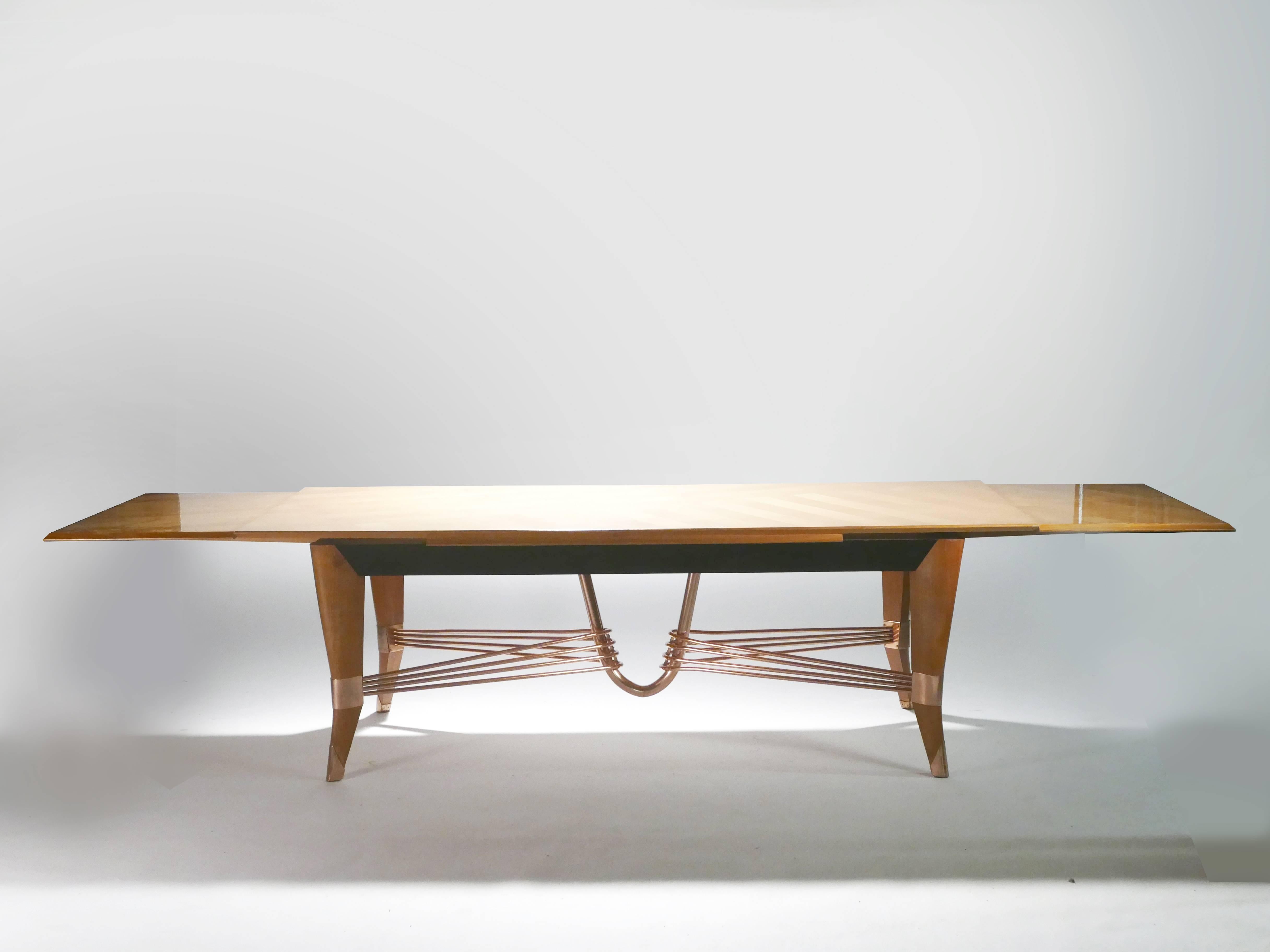 Copper Large French Modernist Dining Table in the Style of Jean Royère, 1950s