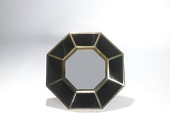 Specchio in ottone e lacca di Willy Rizzo, 1970