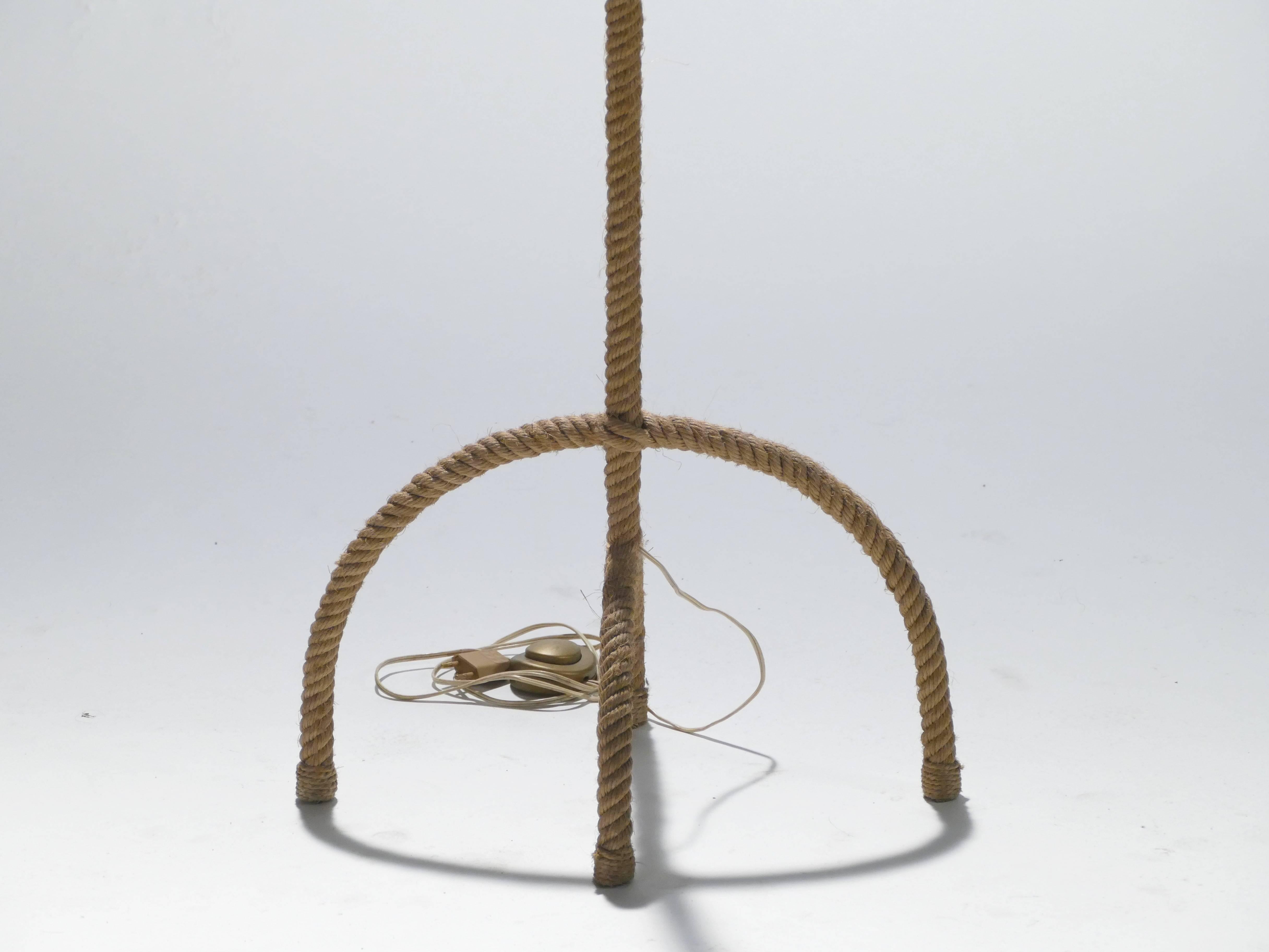 French Audoux Minet Rope Floor Lamp, 1960s