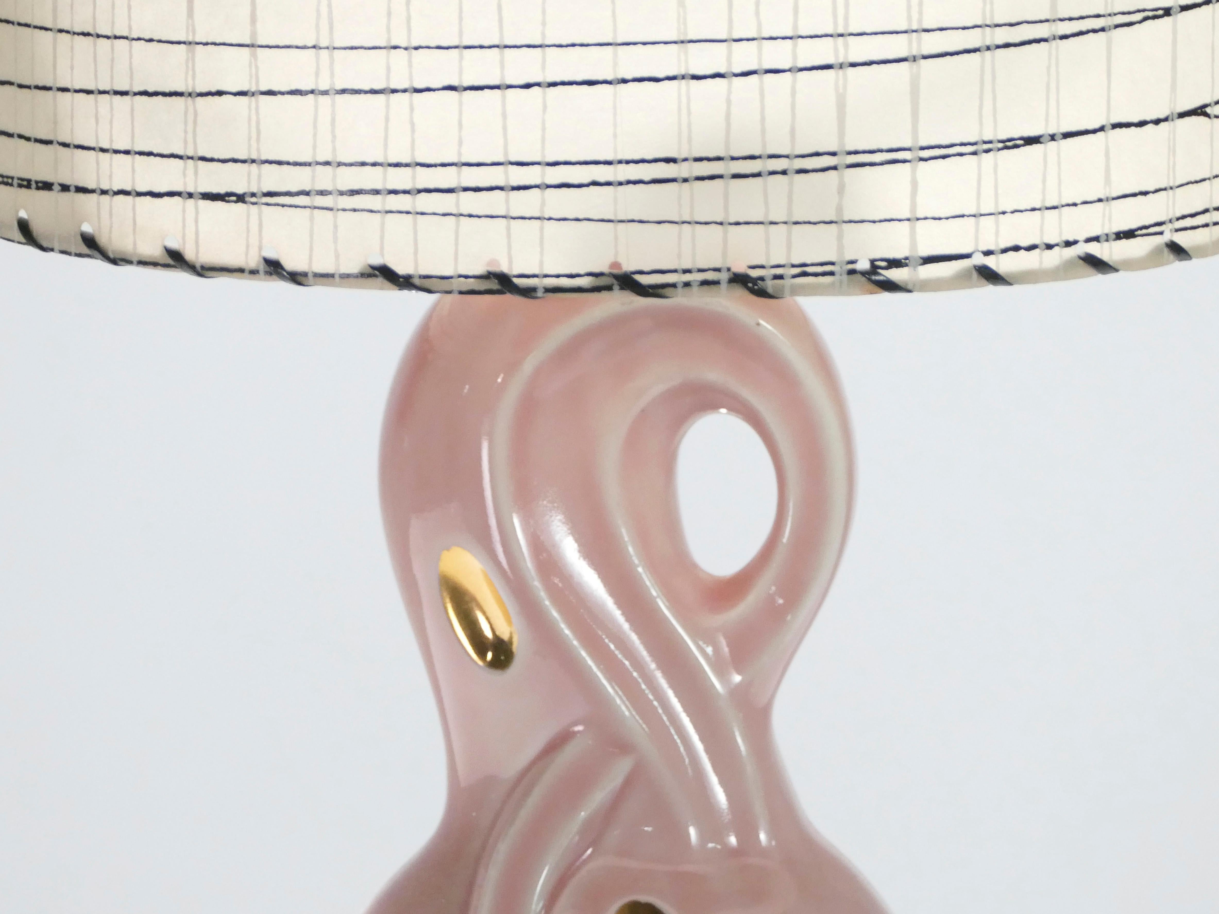 Midcentury Pair of French Pink Ceramic Lamps, 1960s 2