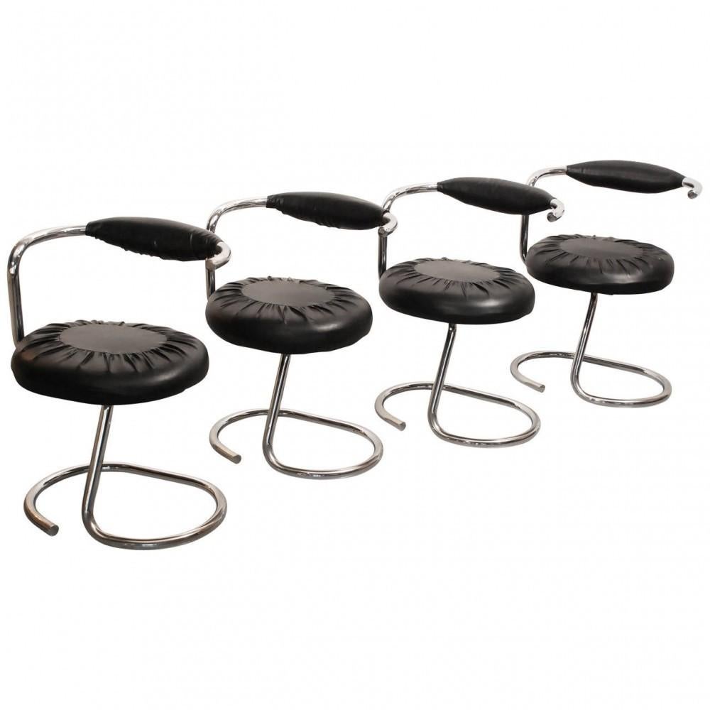 Mid-Century Modern Midcentury Set of 6 Italian Chrome Cobra Chairs by Giotto Stoppino, 1970s
