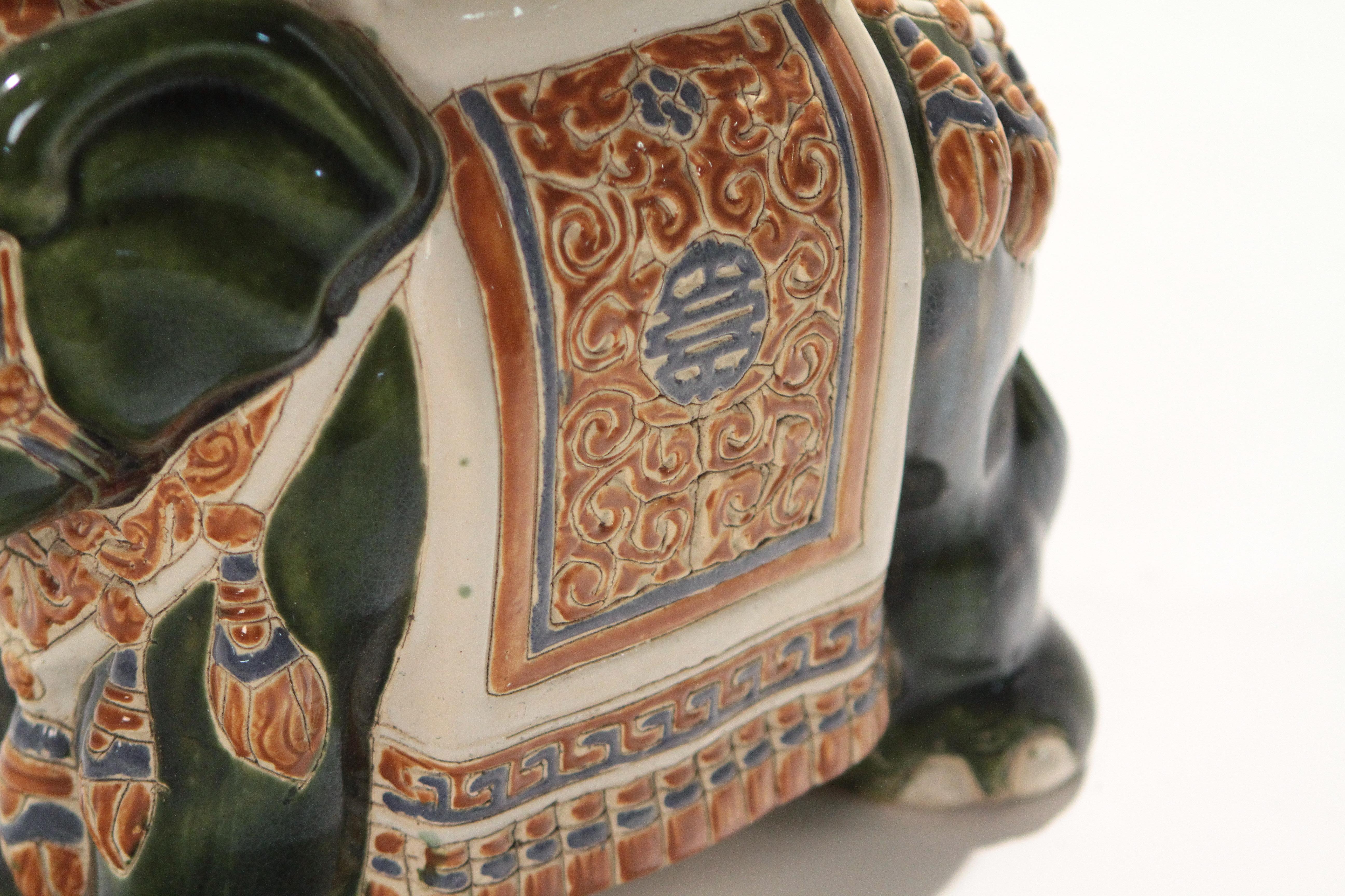Pair of French Hollywood Regency Porcelain Elephant Decoration, 1970s 4