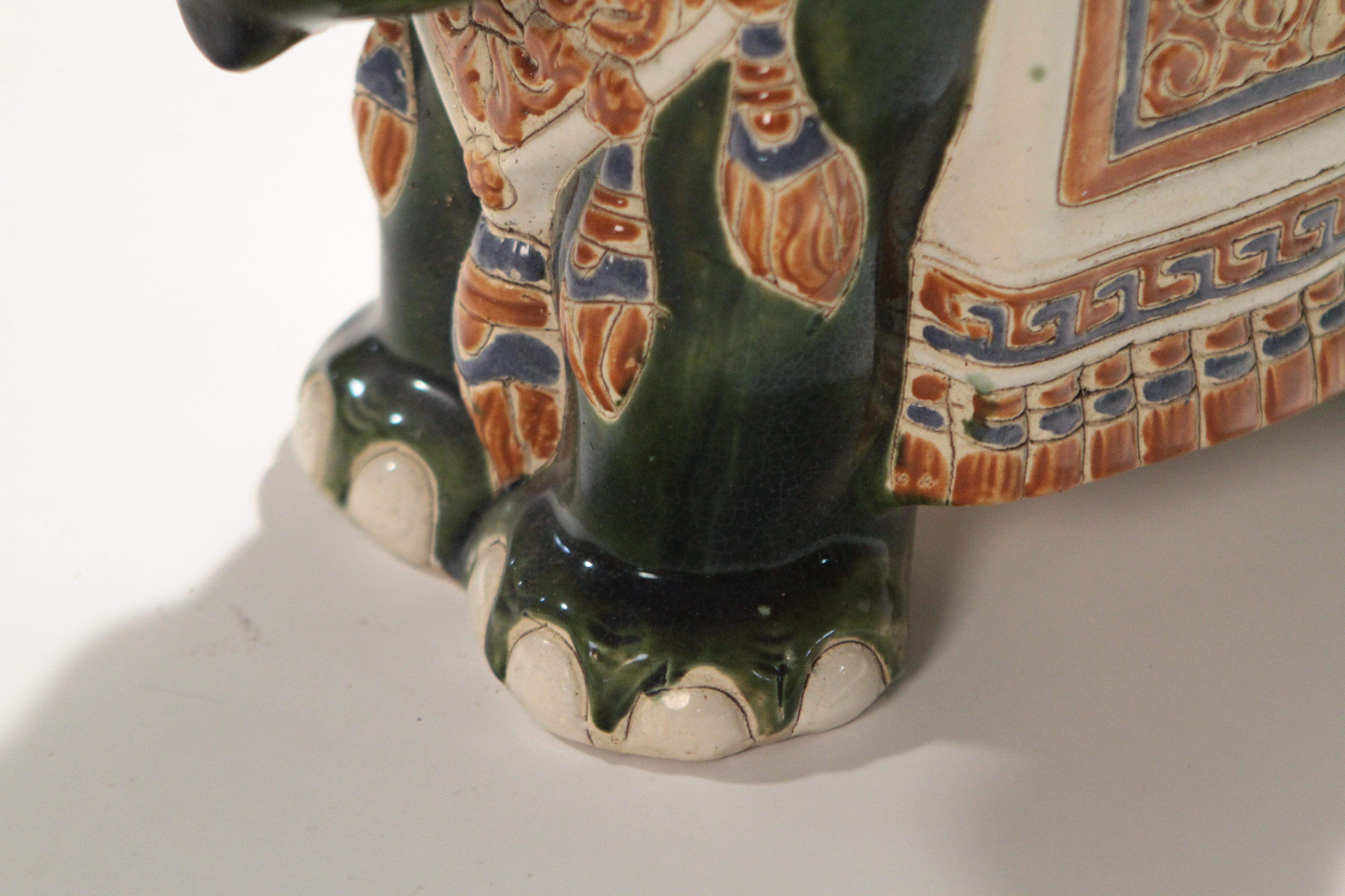 Pair of French Hollywood Regency Porcelain Elephant Decoration, 1970s 5