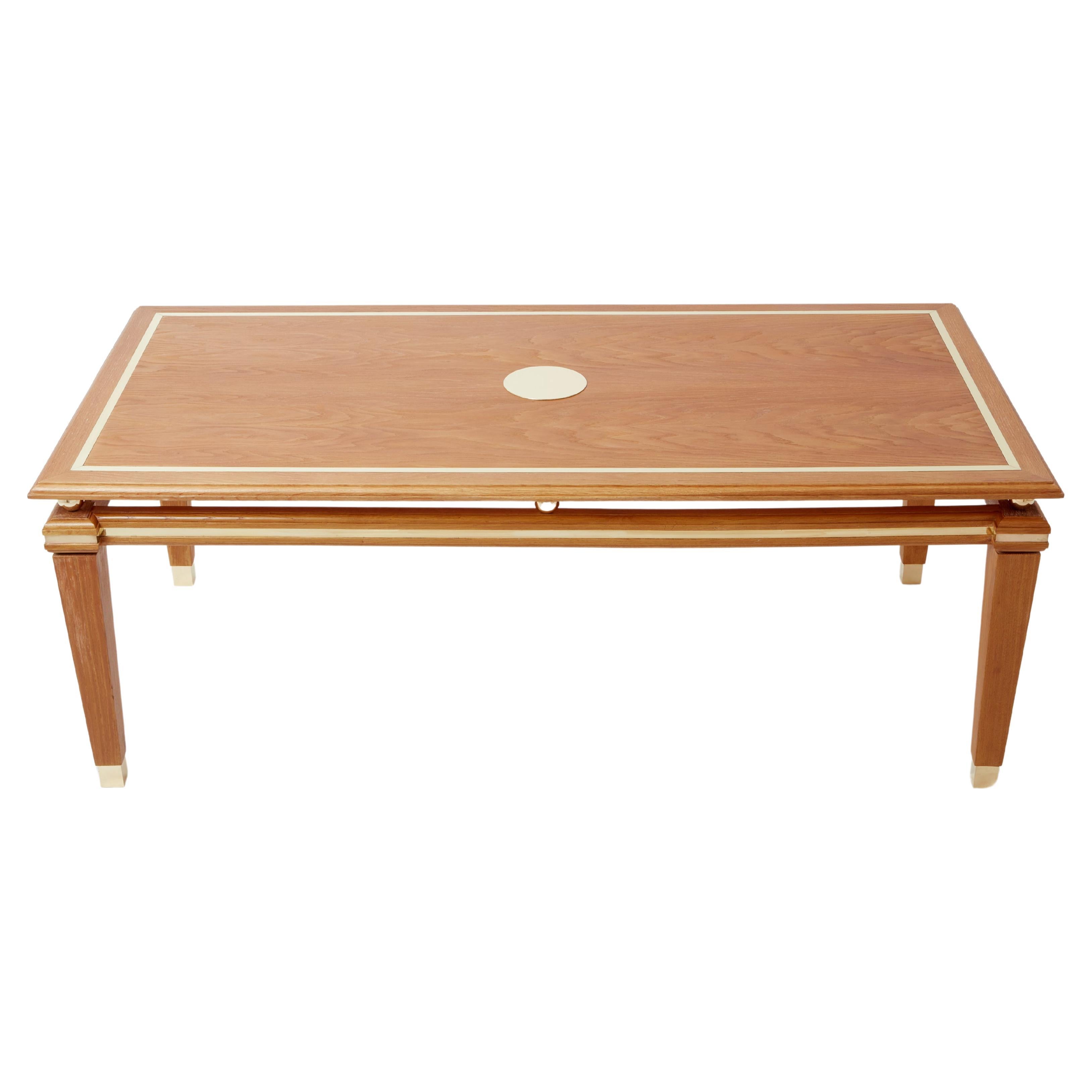 Tommaso Barbi cerused oak and brass dining table 1970s