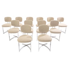 Paul Legeard ensemble de douze chaises acier inoxydable laine bouclé 1970