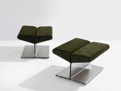 Paul Geoffroy for Uginox stainless steel alcantara ottomans 1975