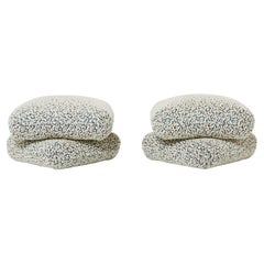 Jacques Charpentier pair of ottomans stools alpaca bouclé Maison Jansen 1970s