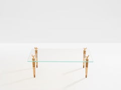 Mesa de centro de roble macizo y cristal de bronce Garouste & Bonetti 1995