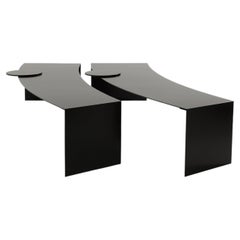 Gilles Derain pair of metal coffee tables Lumen edition 1986