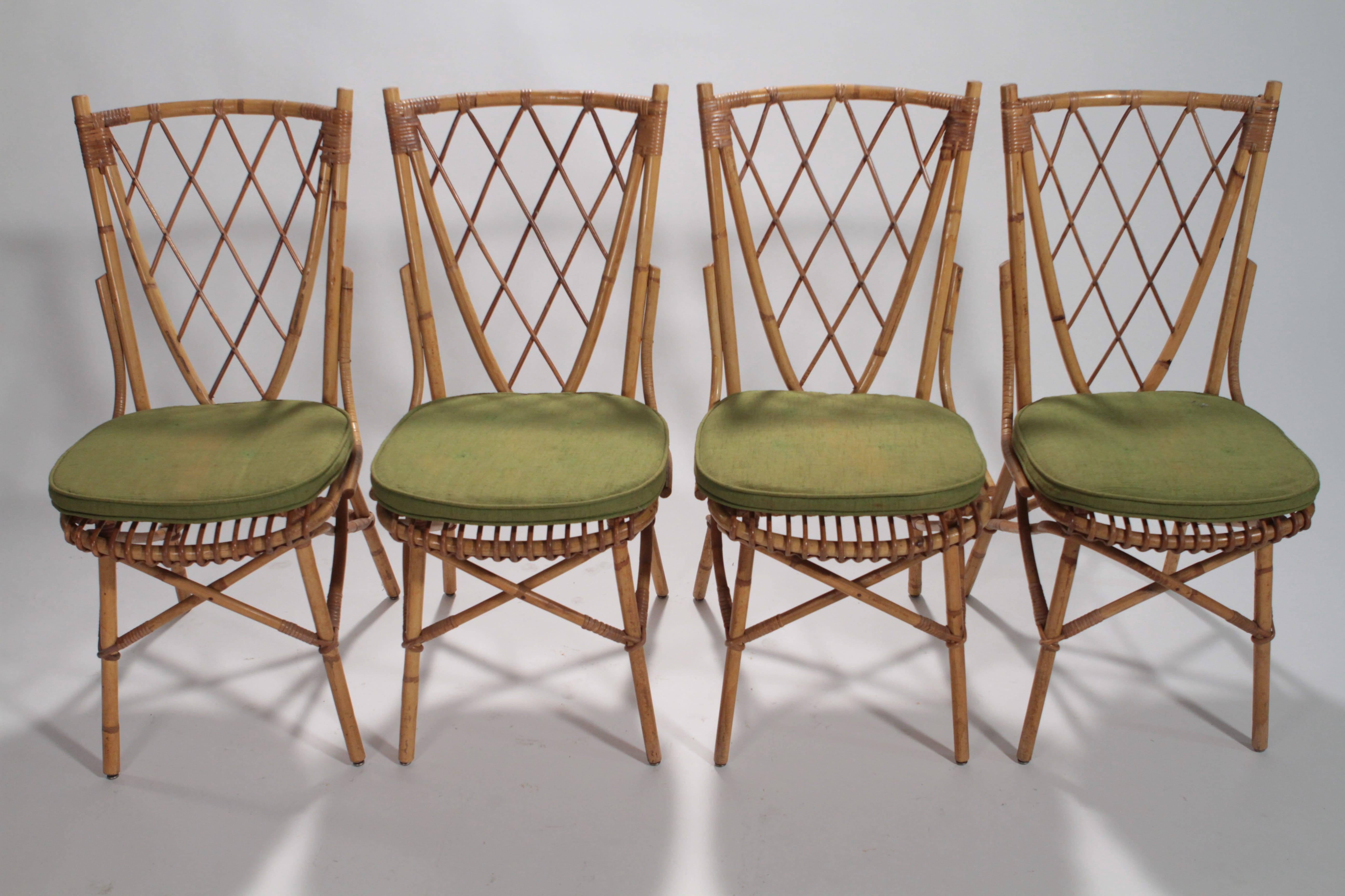 Vintage Five-Piece, Bamboo Outdoor Setting by Audoux Minet, 1950s In Excellent Condition In Paris, IDF