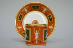 Orange Litron Cup and Saucer, Halley in Paris from the Empire Period