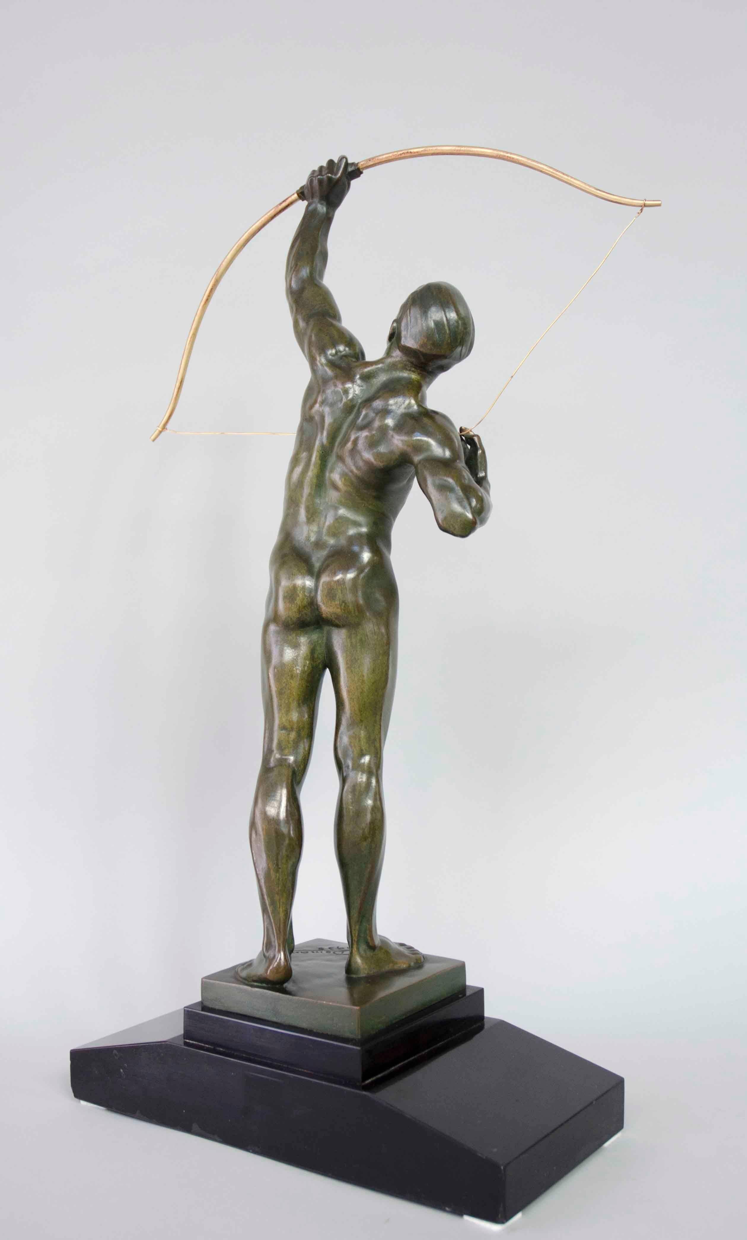Belgian Art deco bronze, the Archer, by Demanet Victor 'Givet, 1895-Ixelles, 1964' For Sale