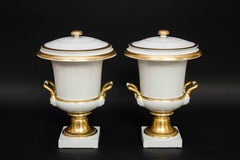 Mid-19th Century Pair of Large Covered Coolers, White Brussel's Porcelain