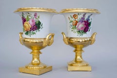 Early 19th Century Large Pair of "Hunting" Crater Vases, Schoelcher Paris