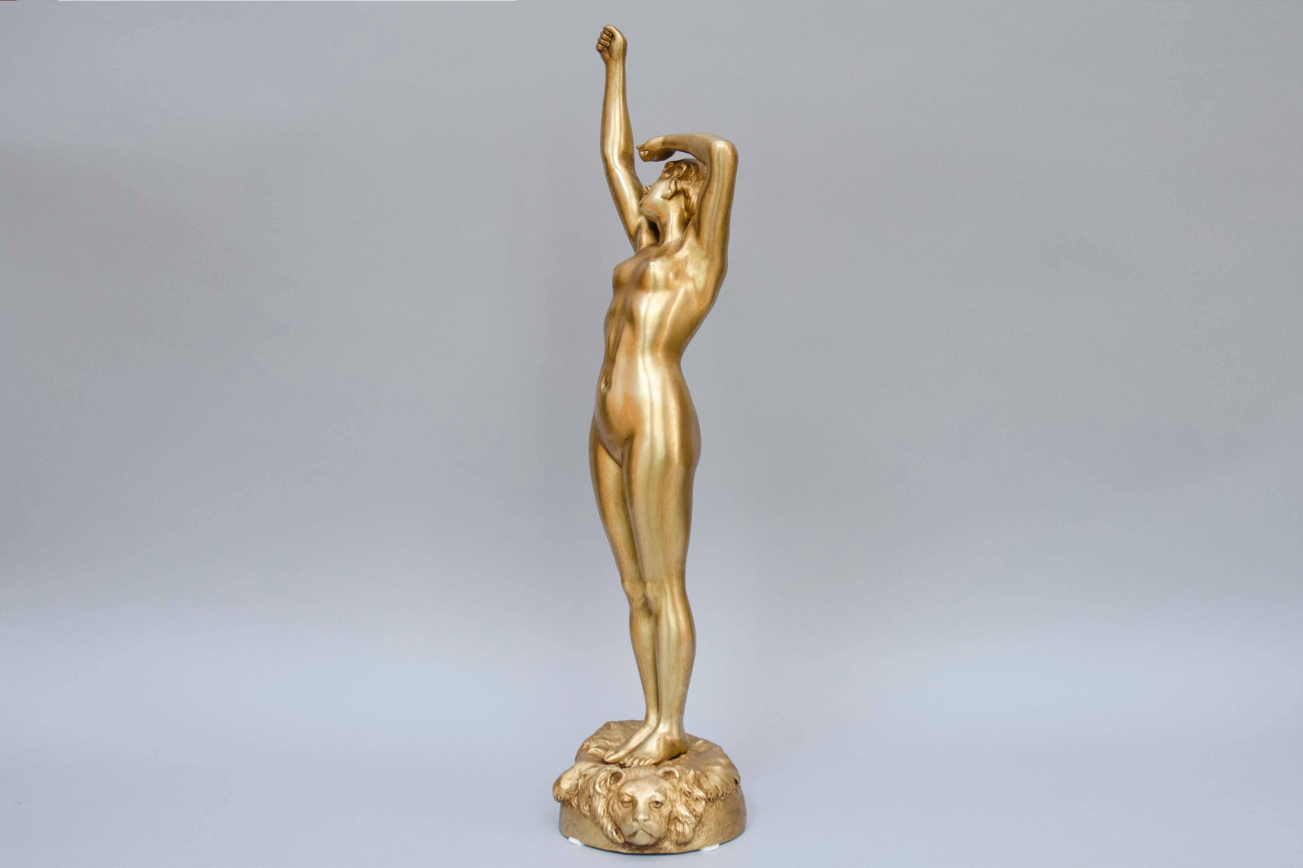 Italian Art Nouveau Bronze Sculpture of a Naked Woman, Salammbo by Calendi Armando