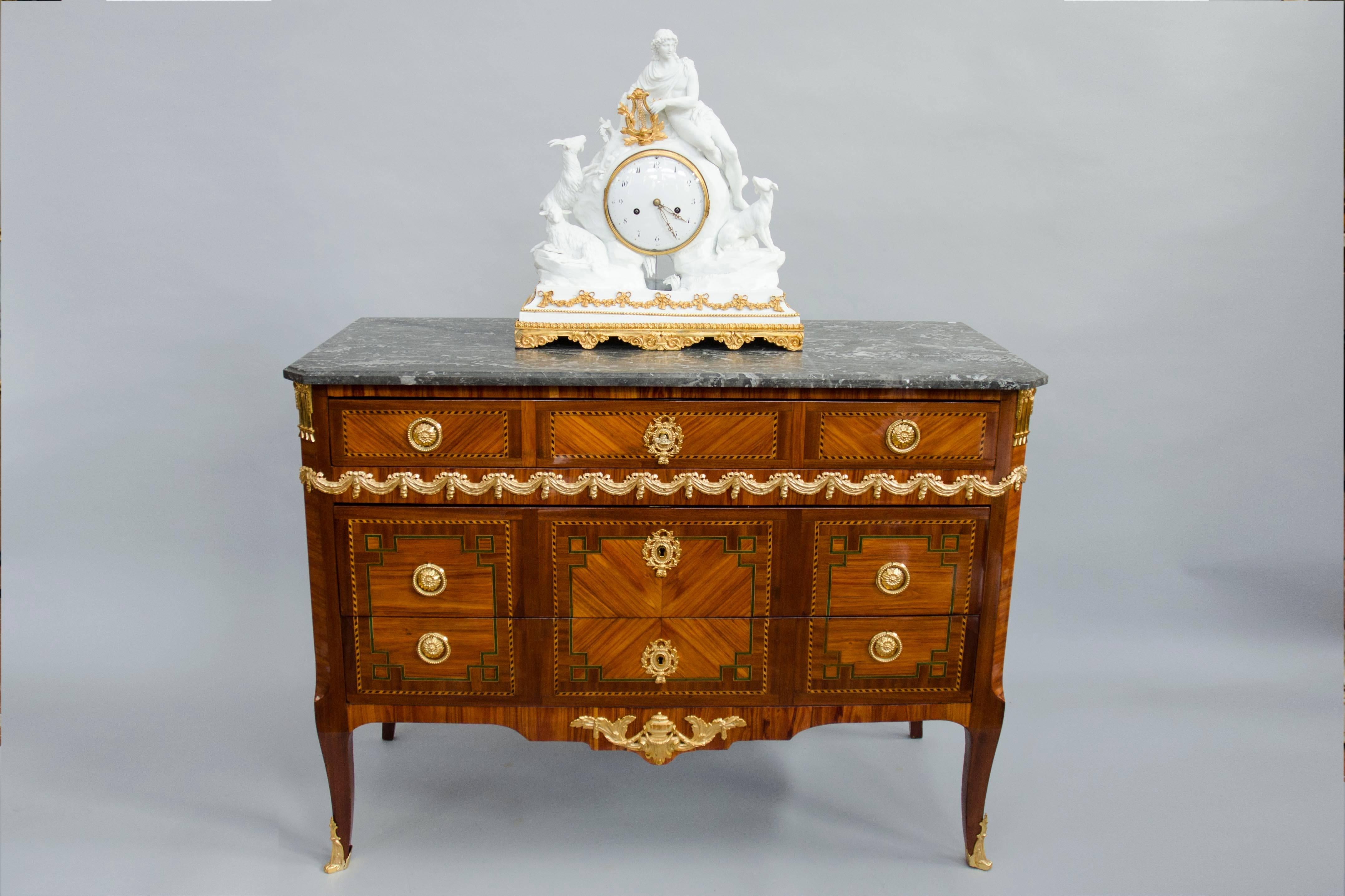 French 19th Century Transition Style Rosewood and Mahogany Veneer Commode For Sale