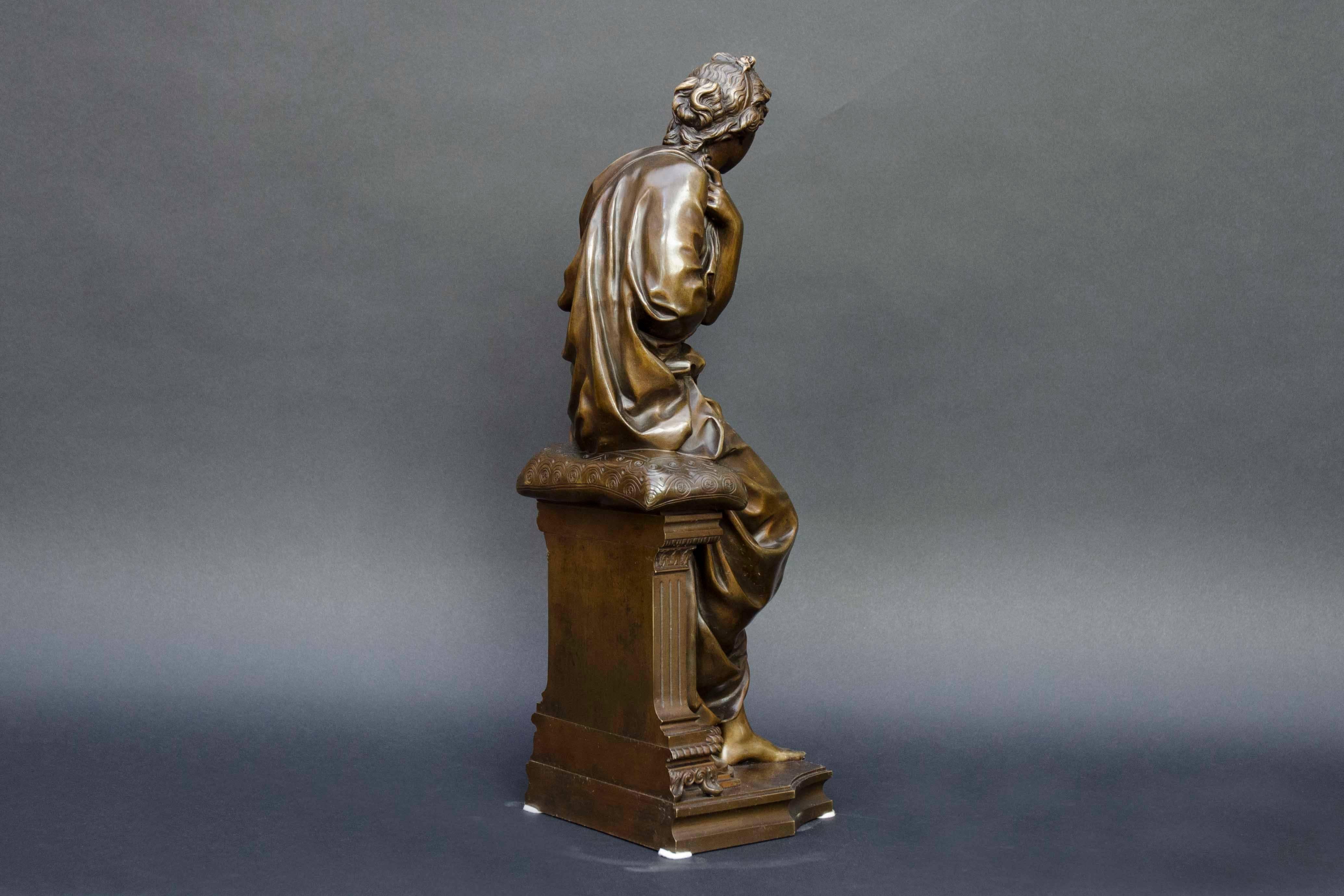 19th Century French Bronze of Woman as an Antique Godess after Etienne Dumaige For Sale 3