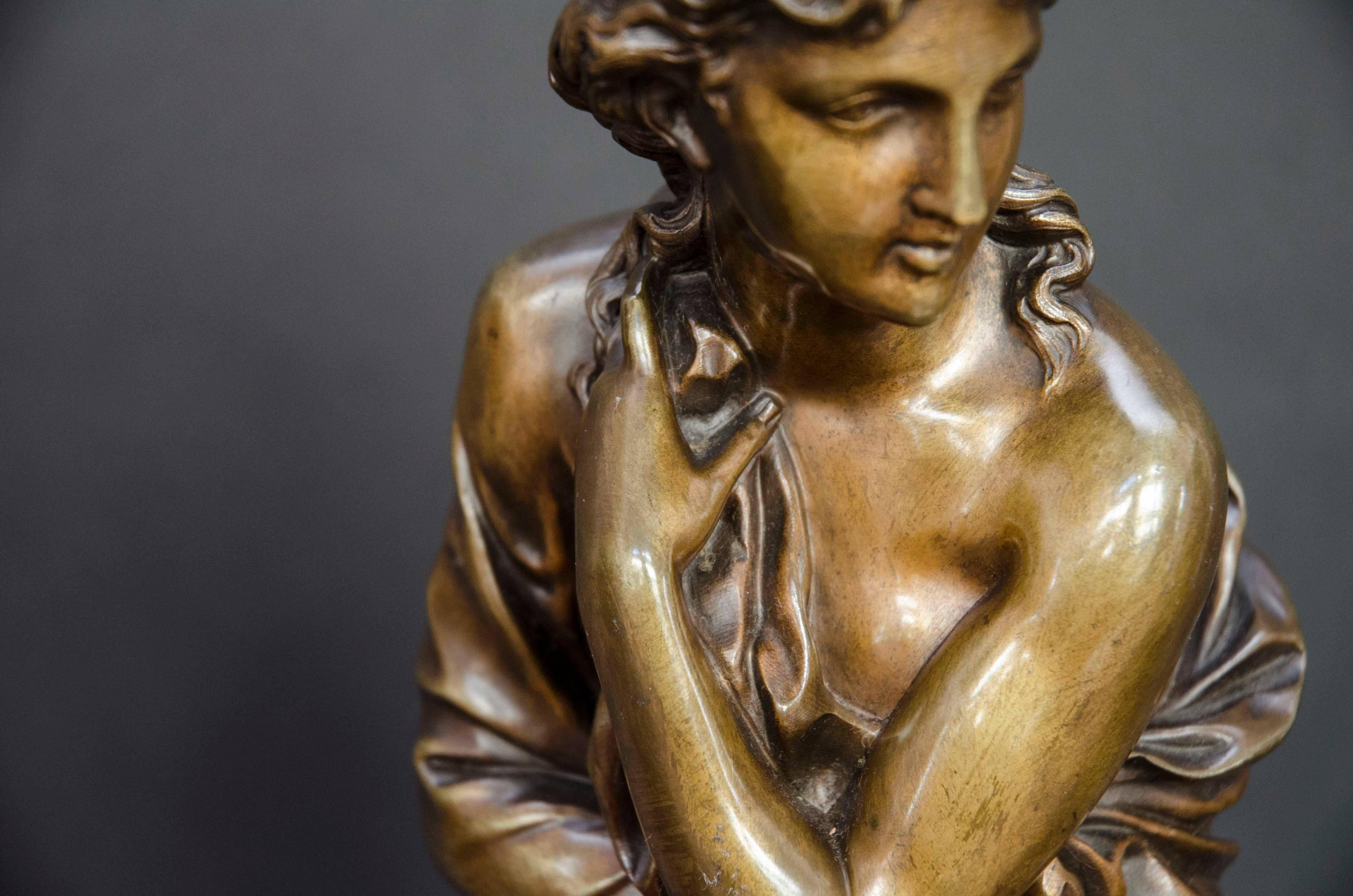 19th Century French Bronze of Woman as an Antique Godess after Etienne Dumaige For Sale 1