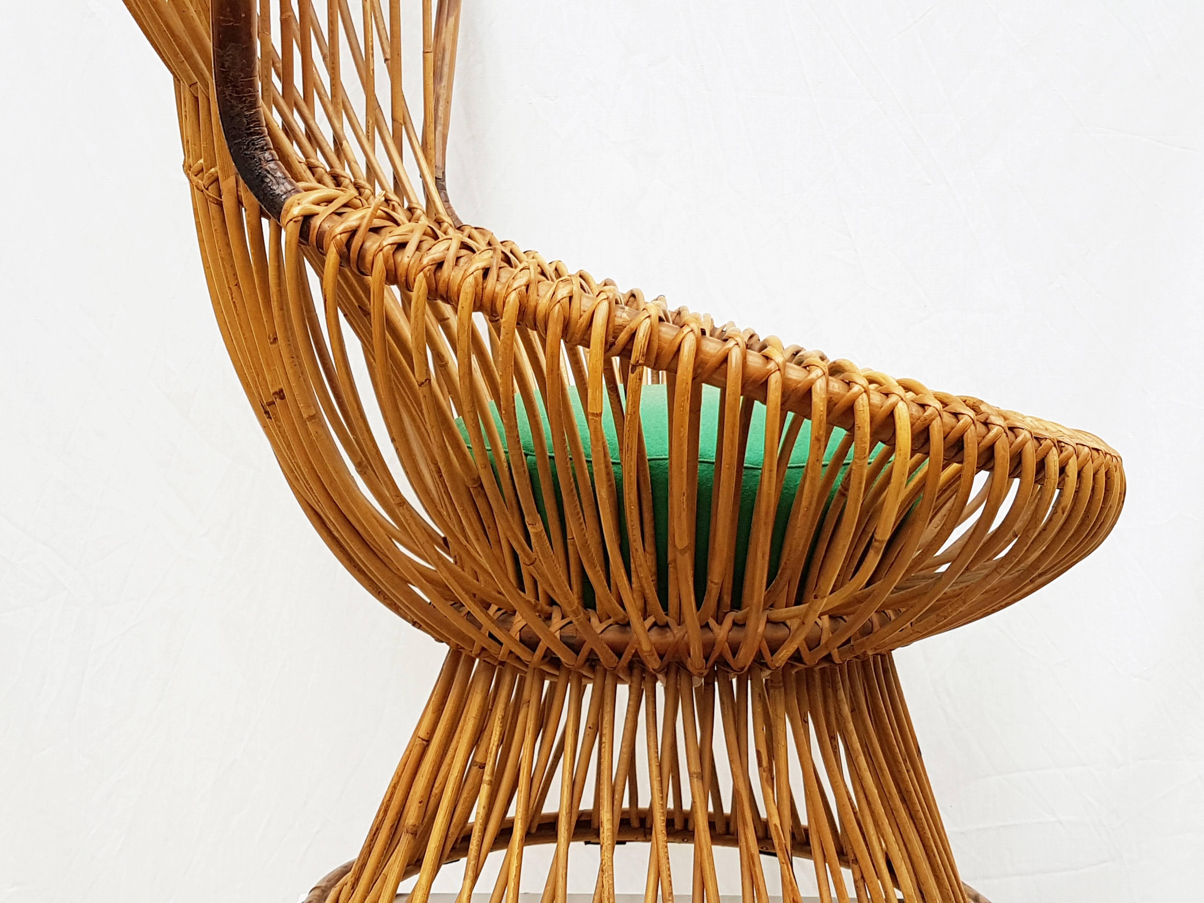 Hand-Crafted Italian Rattan Margherita Armchair by Franco Albini for Vittorio Bonacina, 1951