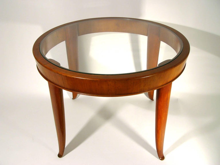 Italian Wood and Glass Round Coffee Table, 1940s For Sale ...