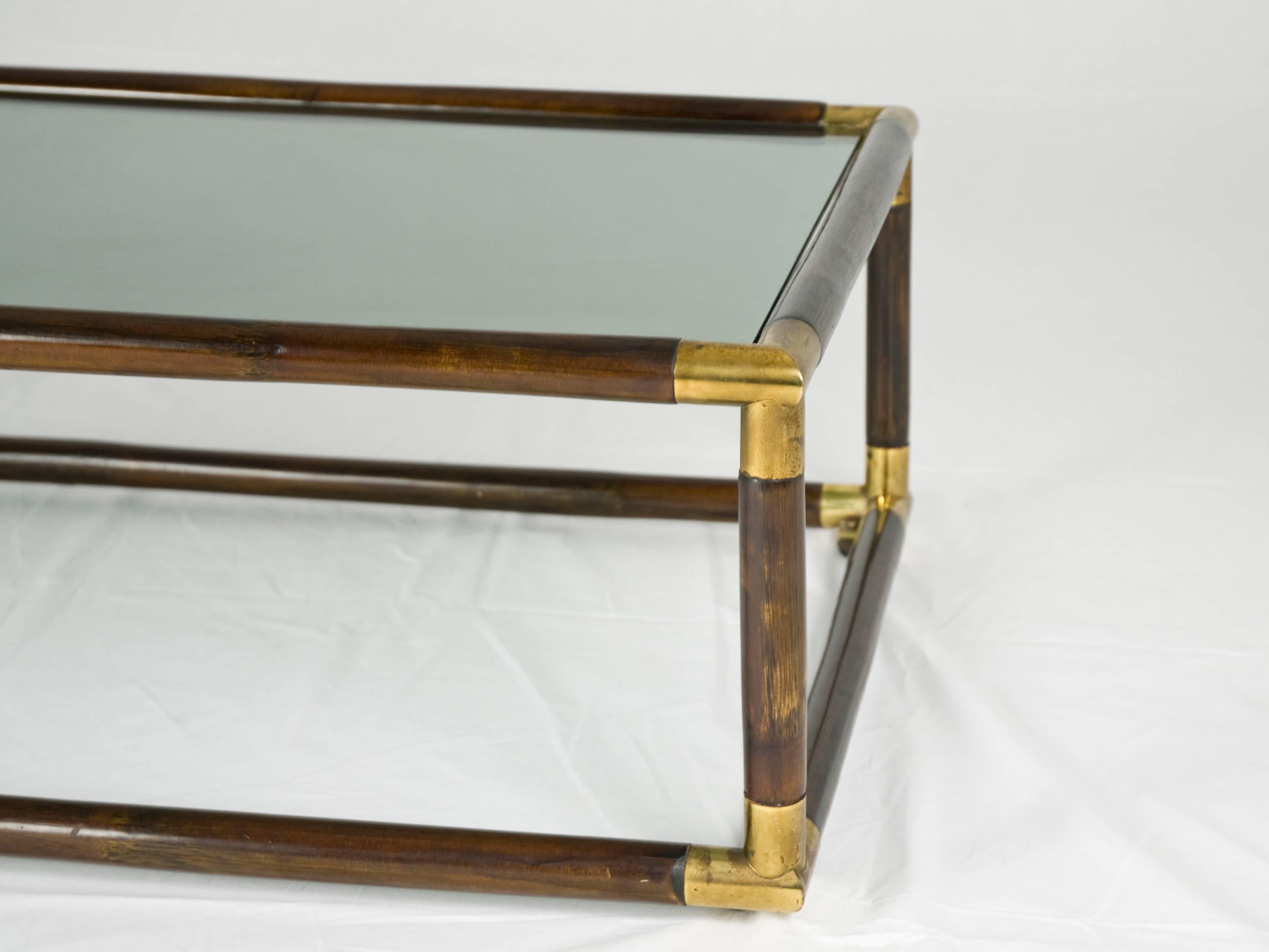 Lacquered Bamboo and Brass Italian 1970s Coffee Table