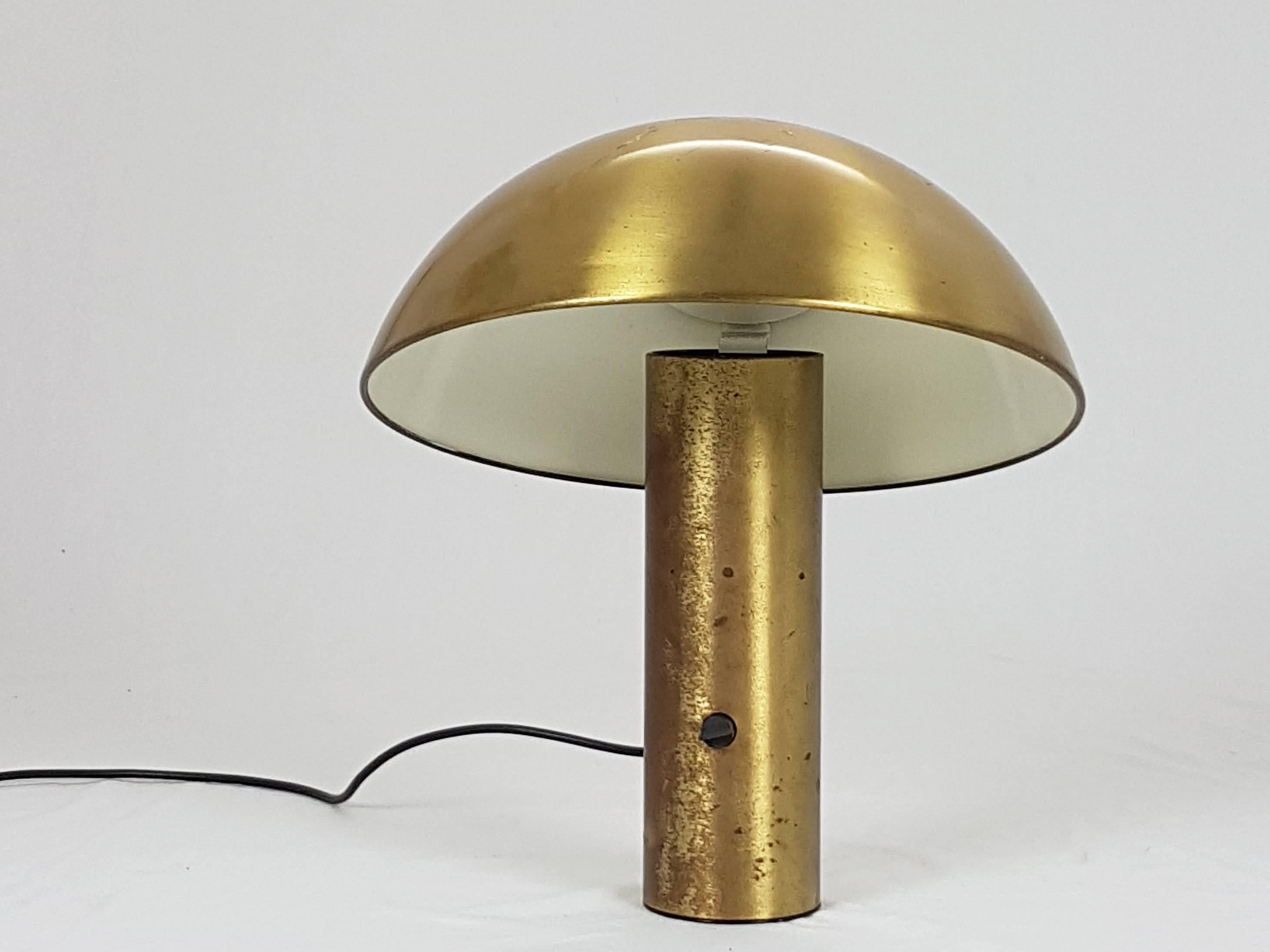 Italian Brushed Brass Vaga Table Lamp by Franco Mirenzi for Valenti, 1978