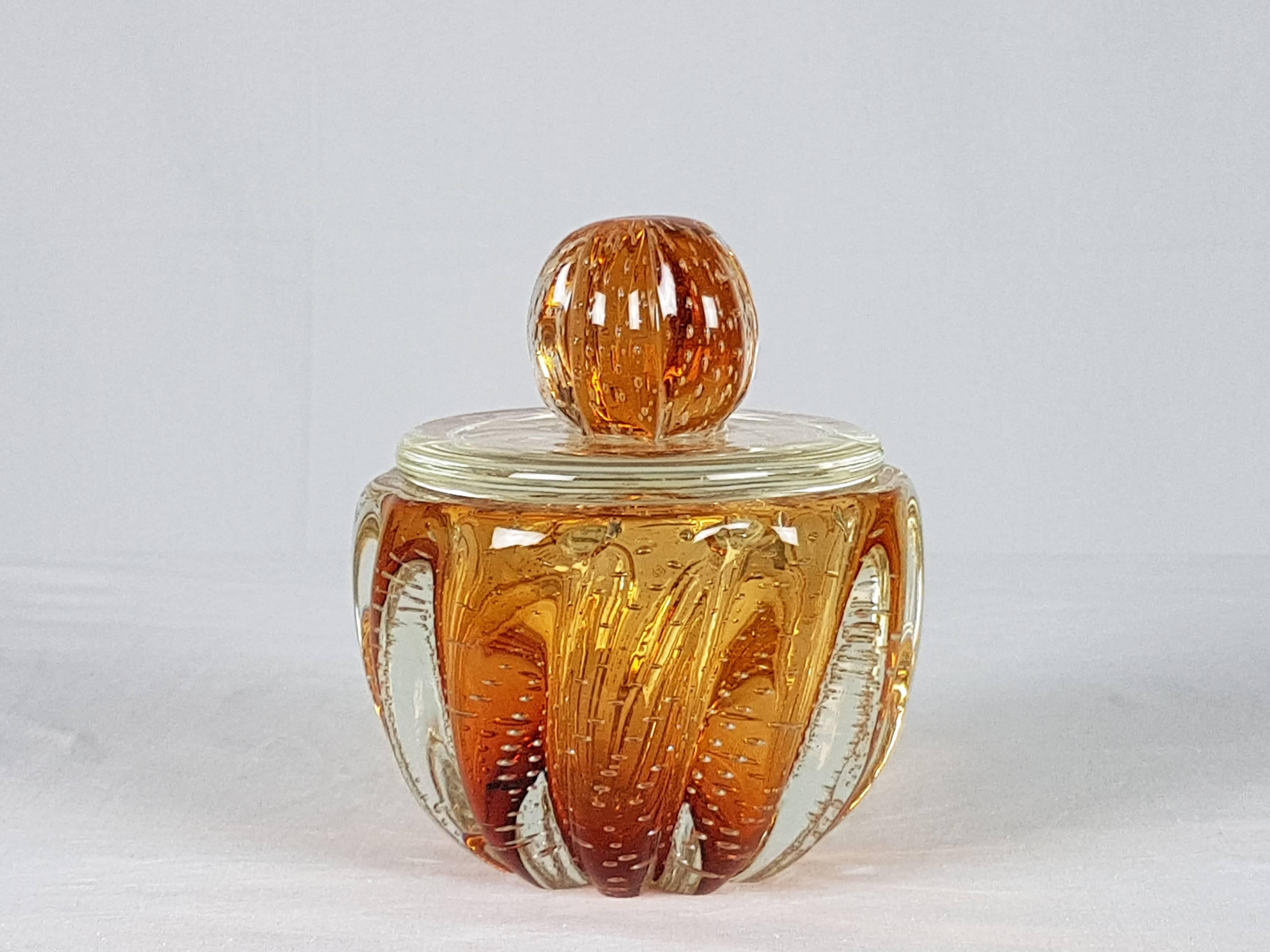 Art Deco Italian Murano Sommerso Glass Vanity Boxe and Accessories by Seguso, 1940s