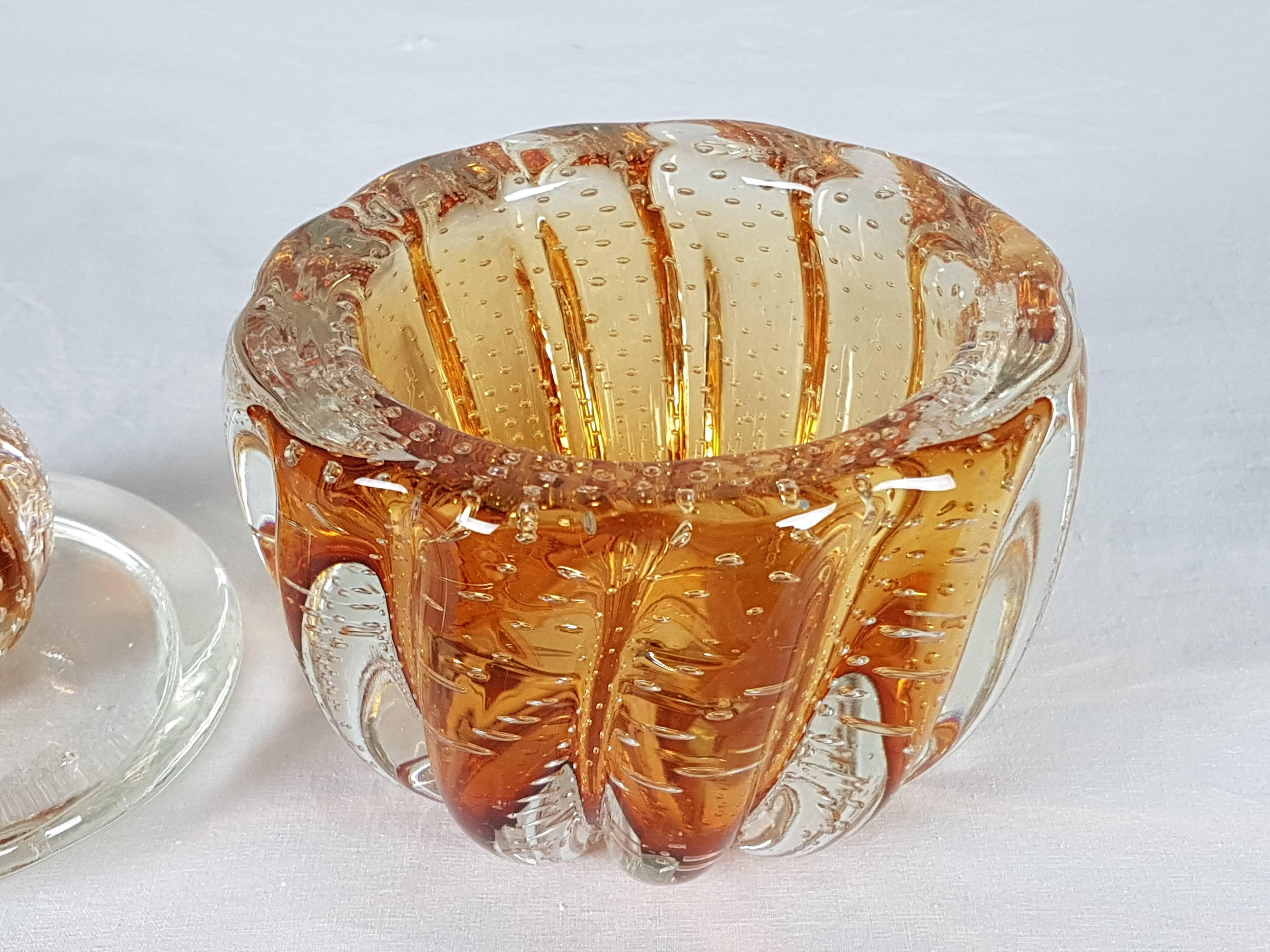 Italian Murano Sommerso Glass Vanity Boxe and Accessories by Seguso, 1940s In Excellent Condition In Varese, Lombardia
