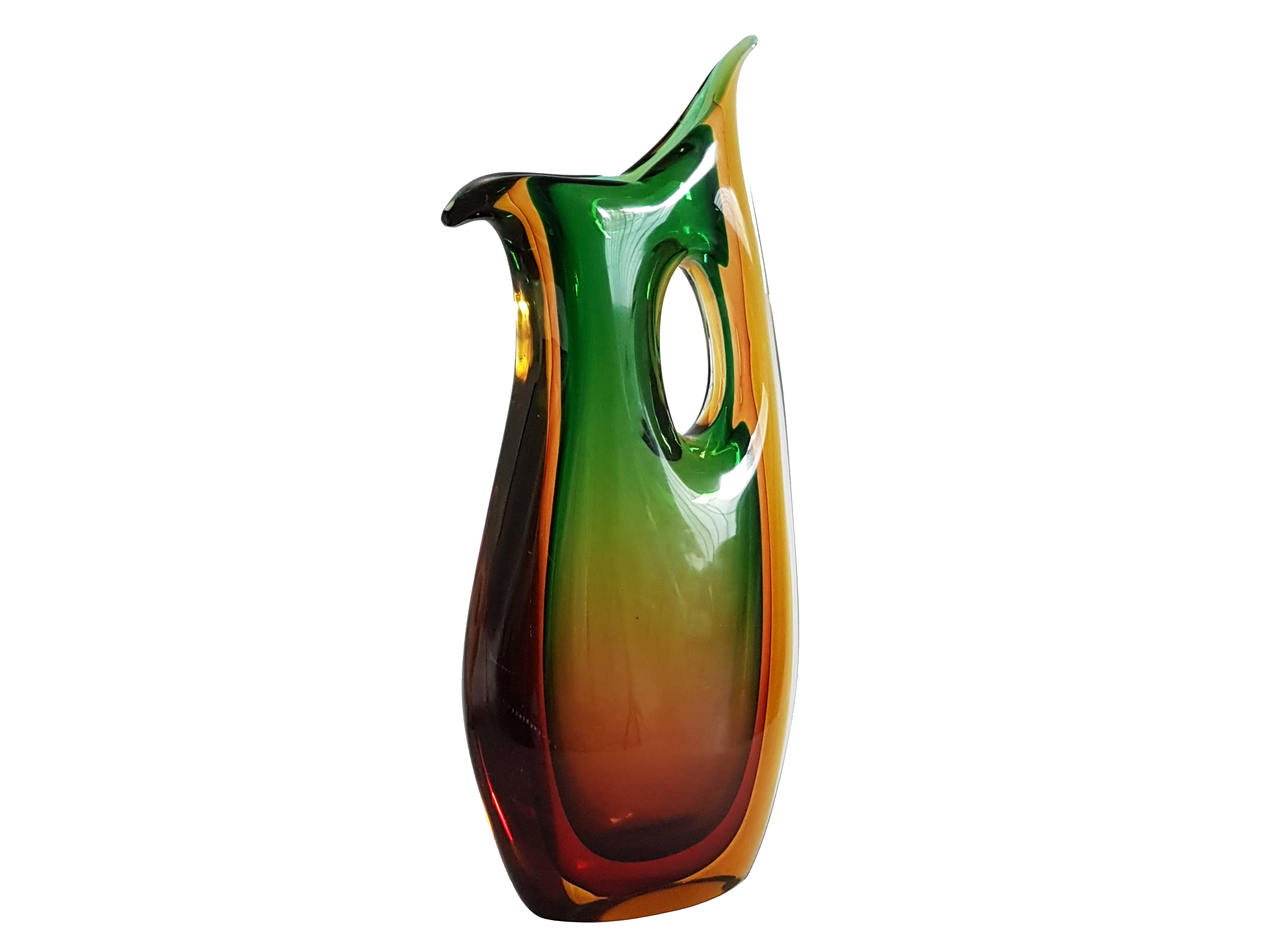 Mid-Century Modern Large Murano Sommerso Multicolored Glass Vase by Flavio Poli for Seguso, 1960s