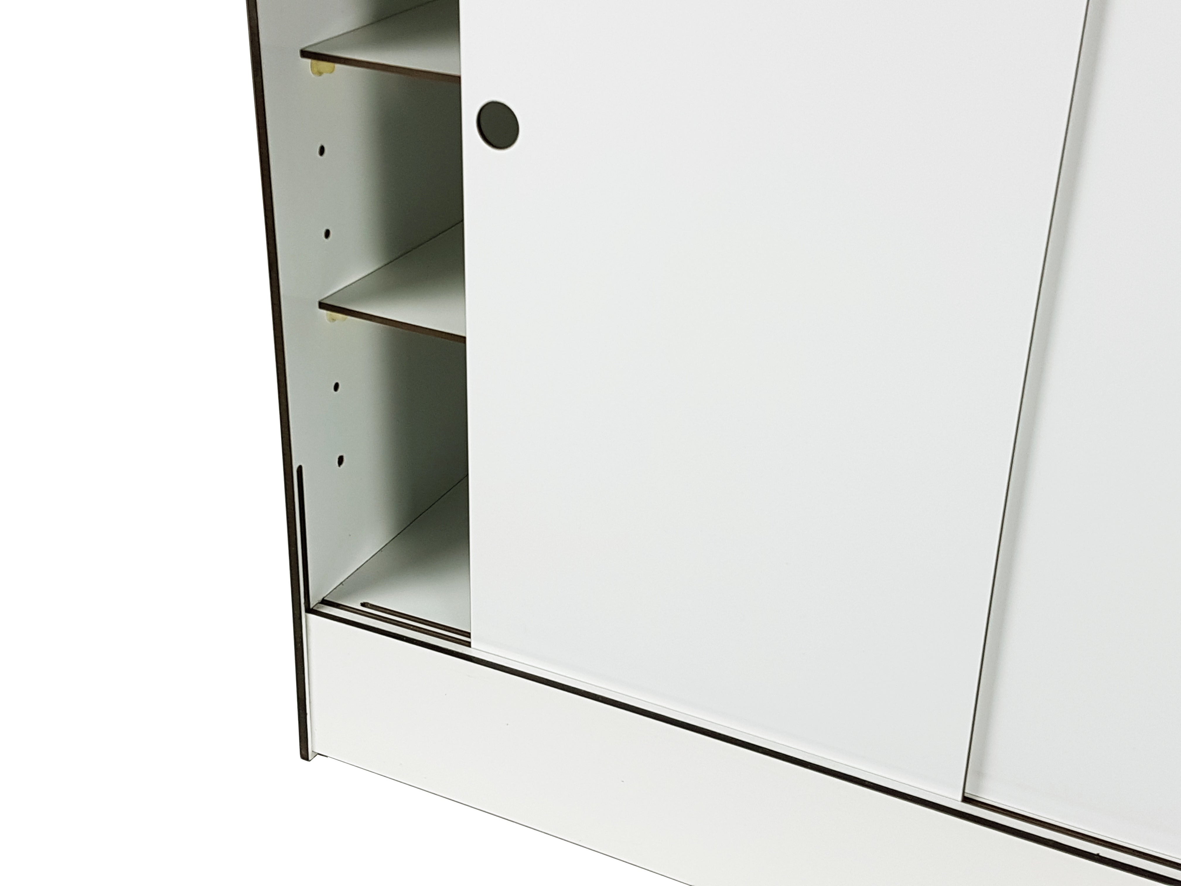 Italian White Laminated Plastic Storage Unit With Shelves And Italian White Laminated Plastic Storage Unit With Shelves And Sliding Doors For La At 1stdibs