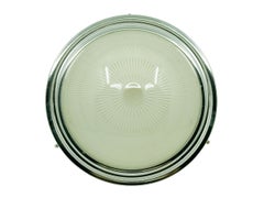 Italian Chrome Plated & Grey Metal, molded glass ceiling lamp, 1960s