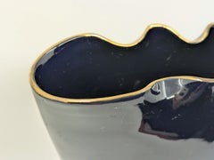 Italian Gold & black Mid Century Modern vase by SACA