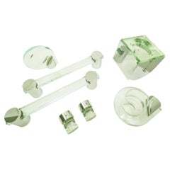 Rare Chromed Brass and Cut Glass Bathroom Set from Fontana Arte, '67
