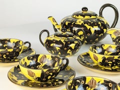 Rare hand painted ceramic art deco tea service by ILSA from Albisola, Italy