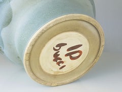 Italienischer Übertopf/Vase aus Keramik in Azurblau, Grau und Grün von F. Bucci für LP, 1970er Jahre