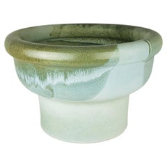 Italienischer Übertopf/Vase aus Keramik in Azurblau, Grau und Grün von F. Bucci für LP, 1970er Jahre