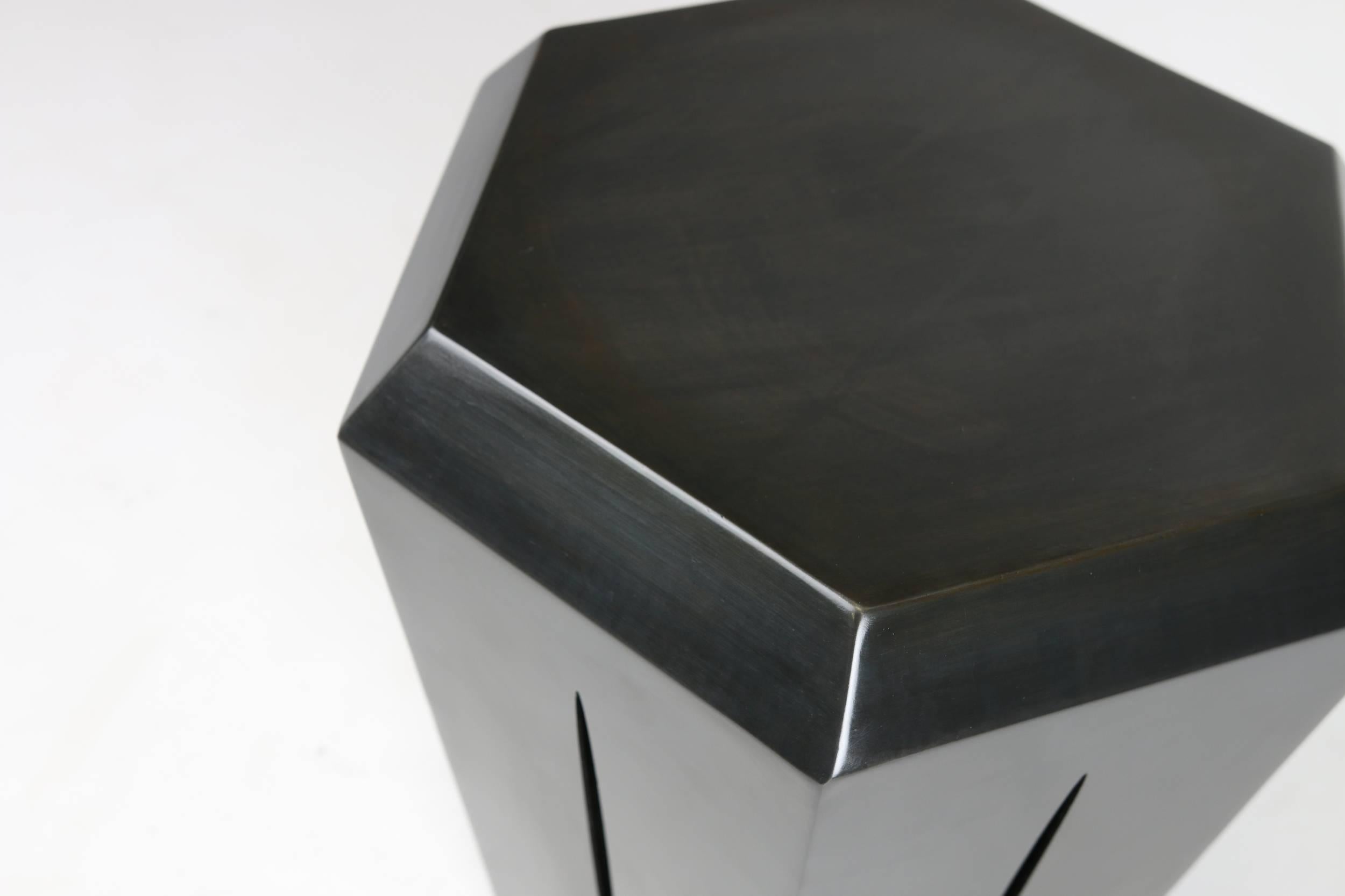 American Hedra 14m, Blackened Steel Accent Table by Topher Gent