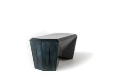 Hedra HCT, Geometric Steel Table or Bench with Blue Patina by Topher Gent