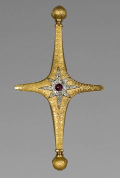 Shamshir Saber 18th Century Gold, Horn, Ruby and Diamonds