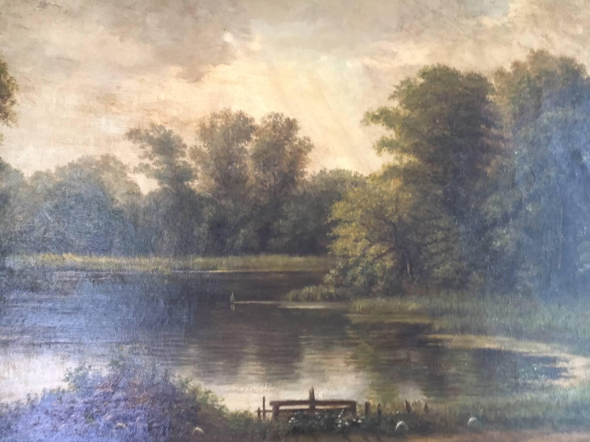 Danish Forest Landscape with Lake by N.A. Lytzen In Good Condition In Garrison, NY