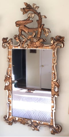 Danish/German 18th Century Giltwood Rococo Mirror with Ho Ho Bird