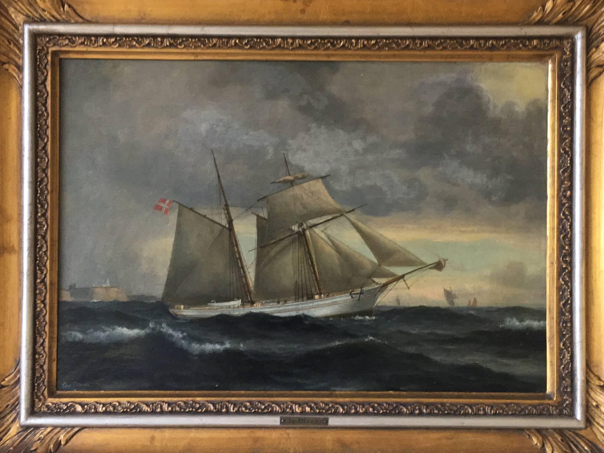 Danish Ship Portrait of Schooner 'Kaerteminde' by Christian Vigilius Blache 2